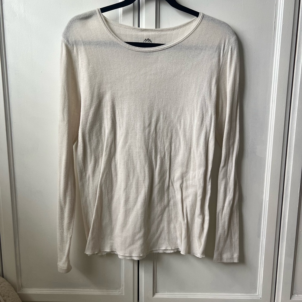 Women's Cream Long-Sleeve Crewneck Top - Lightweight Layering Tee